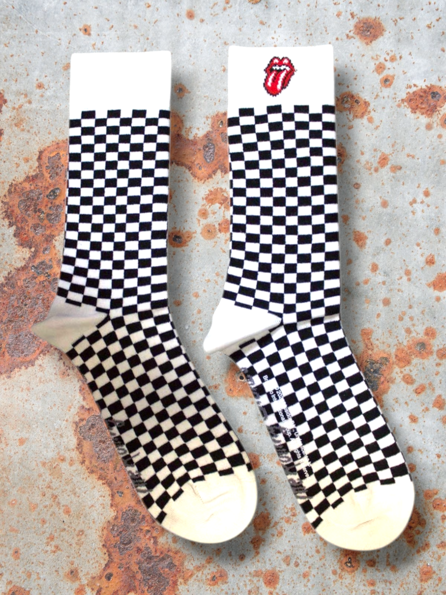 The Rolling Stones Official Unisex Socks – White Checkerboard Socks