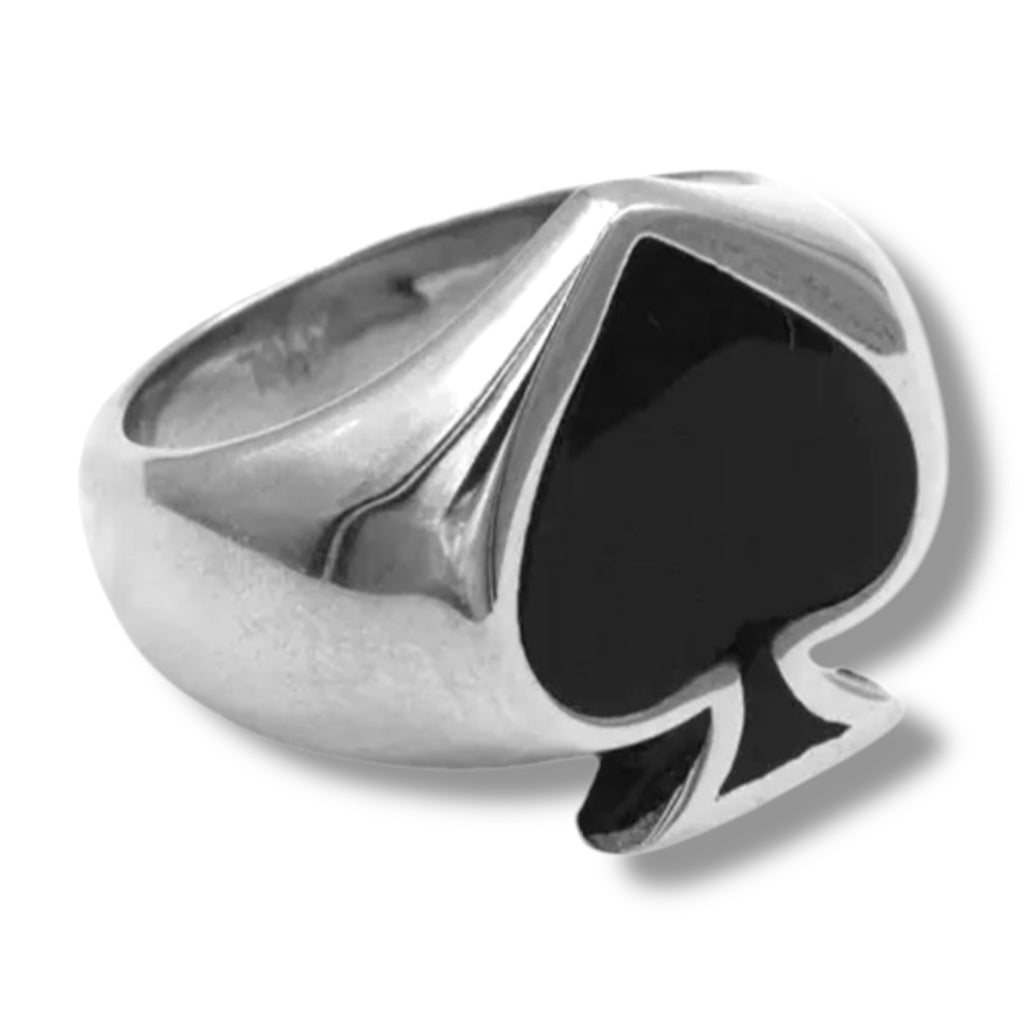 Silver Ace of Spades Ring