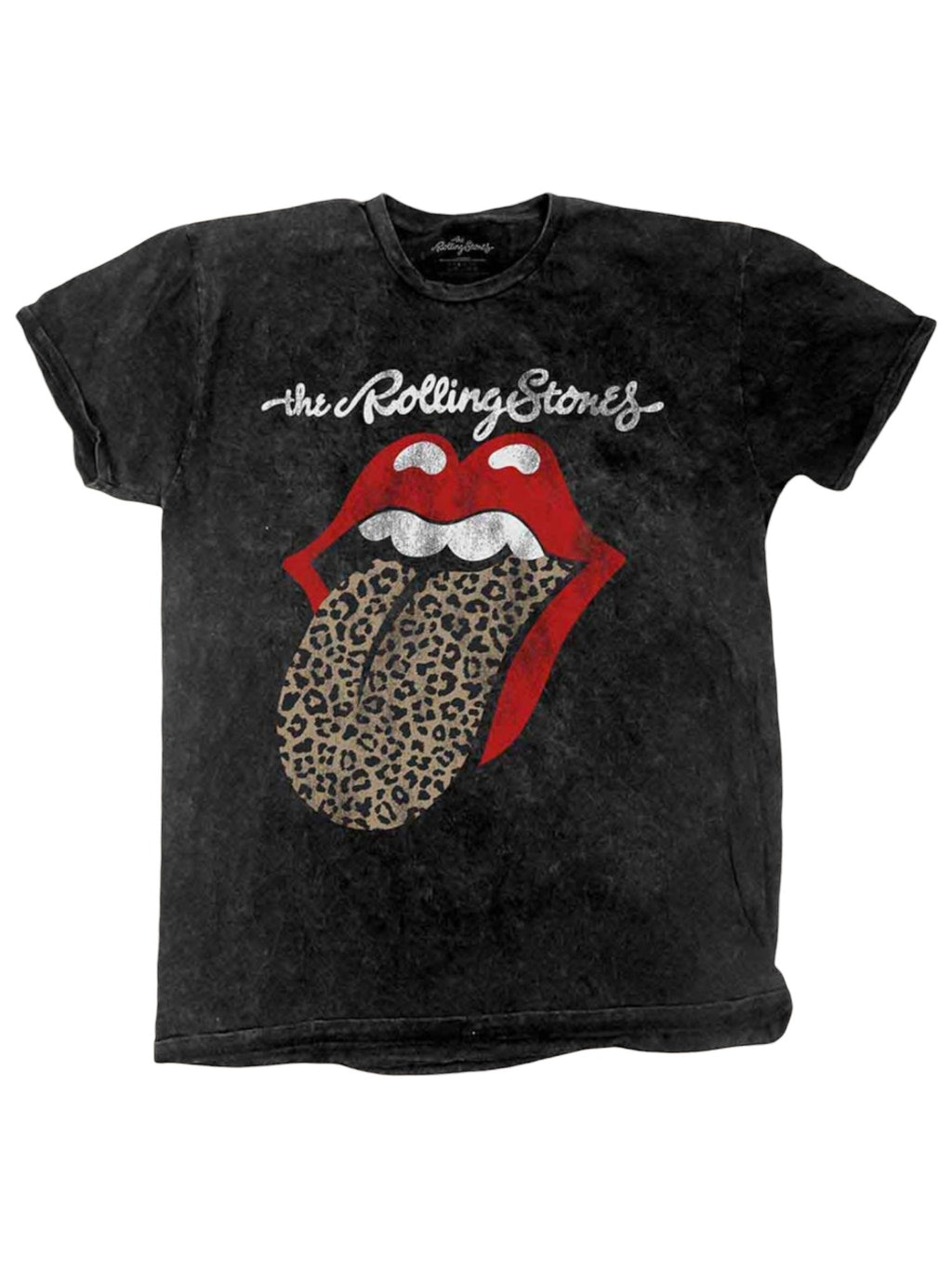 The Rolling Stones Unisex T-Shirt: Leopard Tongue (Black) (Wash Collection)