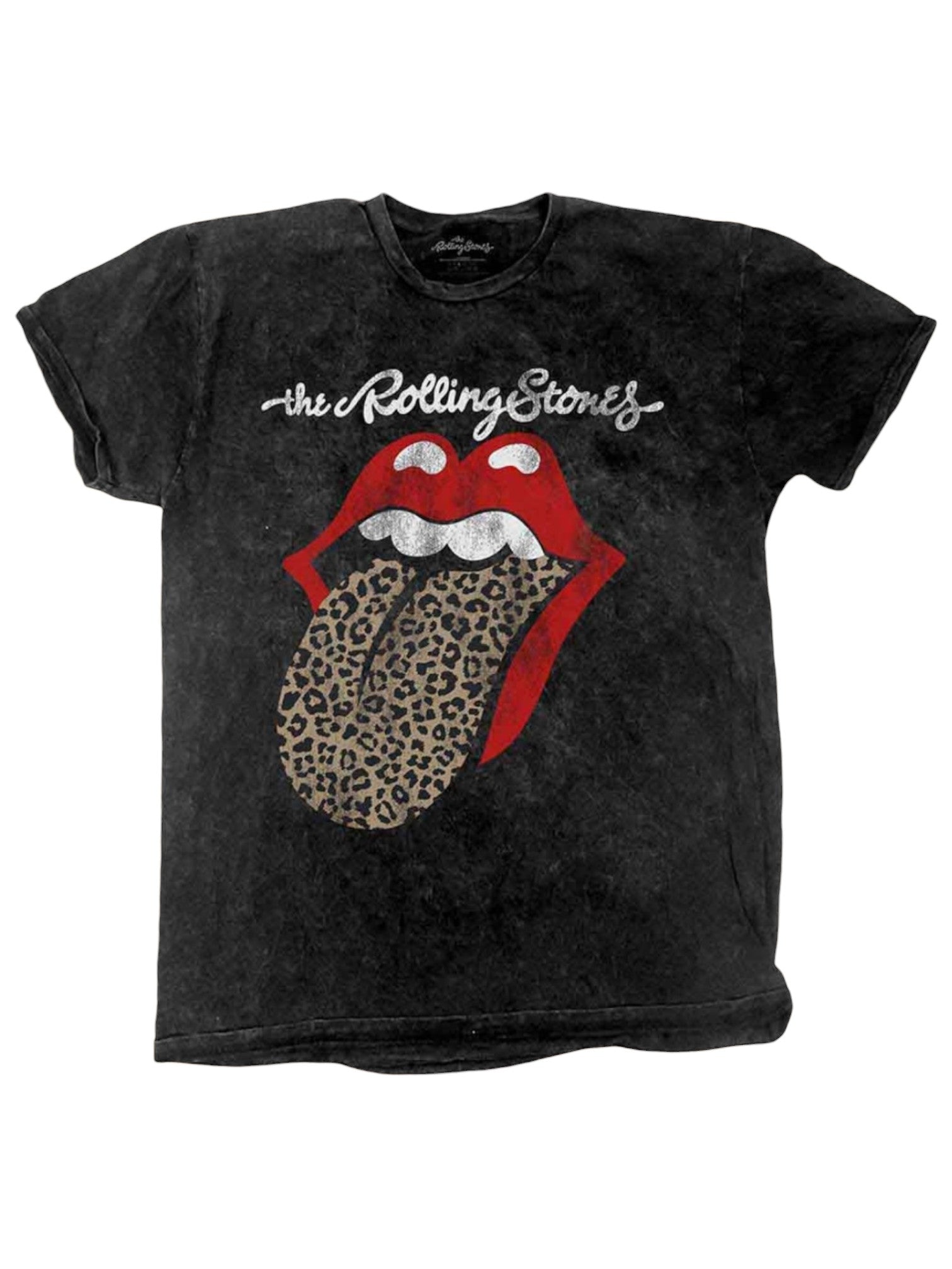 The Rolling Stones Unisex T-Shirt: Leopard Tongue (Black) (Wash Collection)