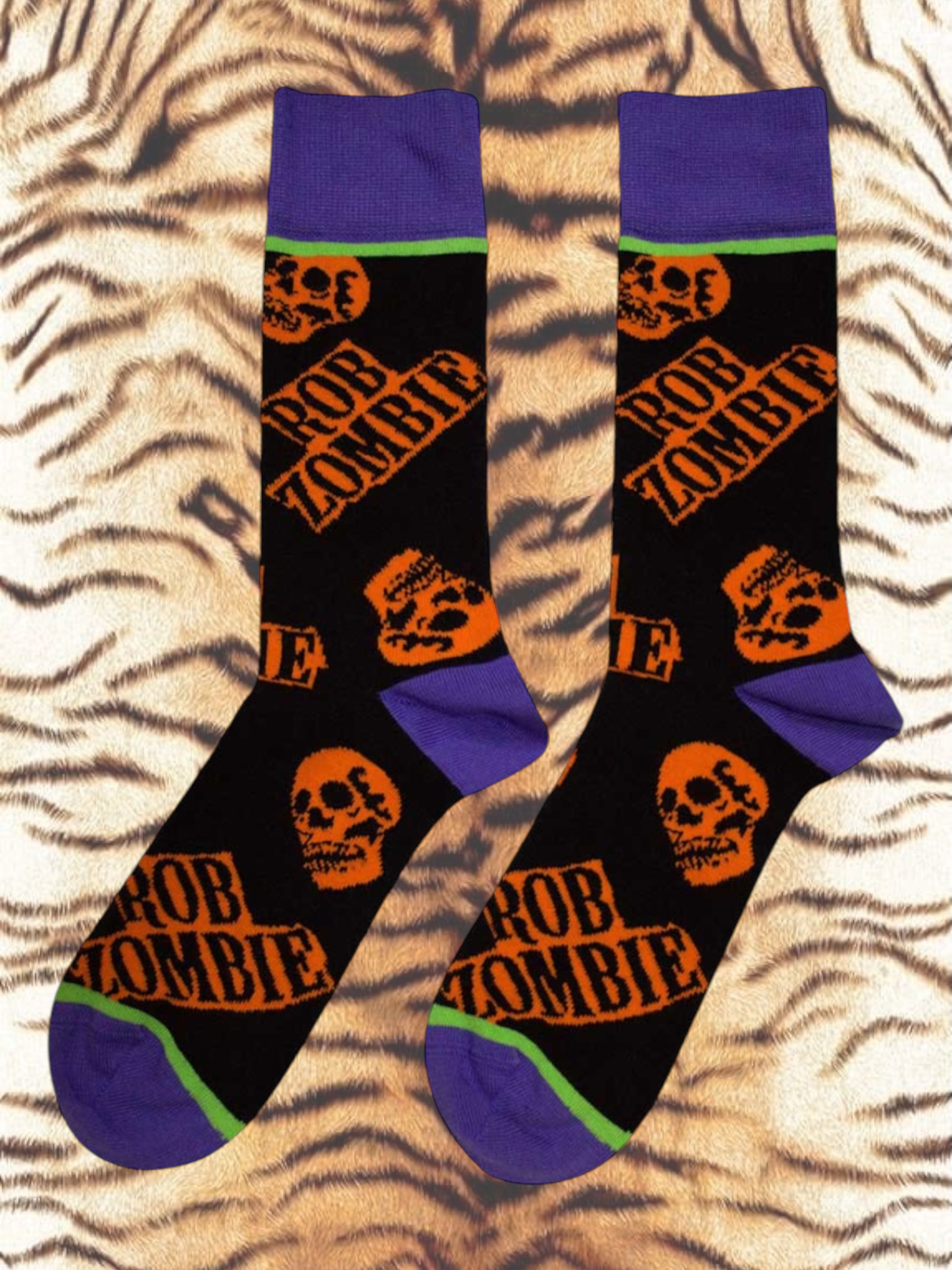 Rob Zombie Unisex Socks: Orange Skulls (Black) (maat 40-45)