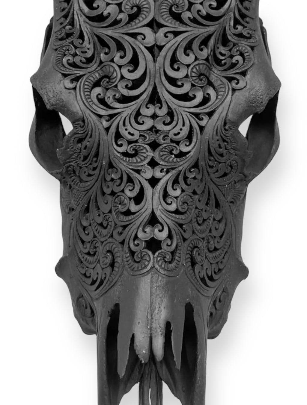 Hand carved cow skull