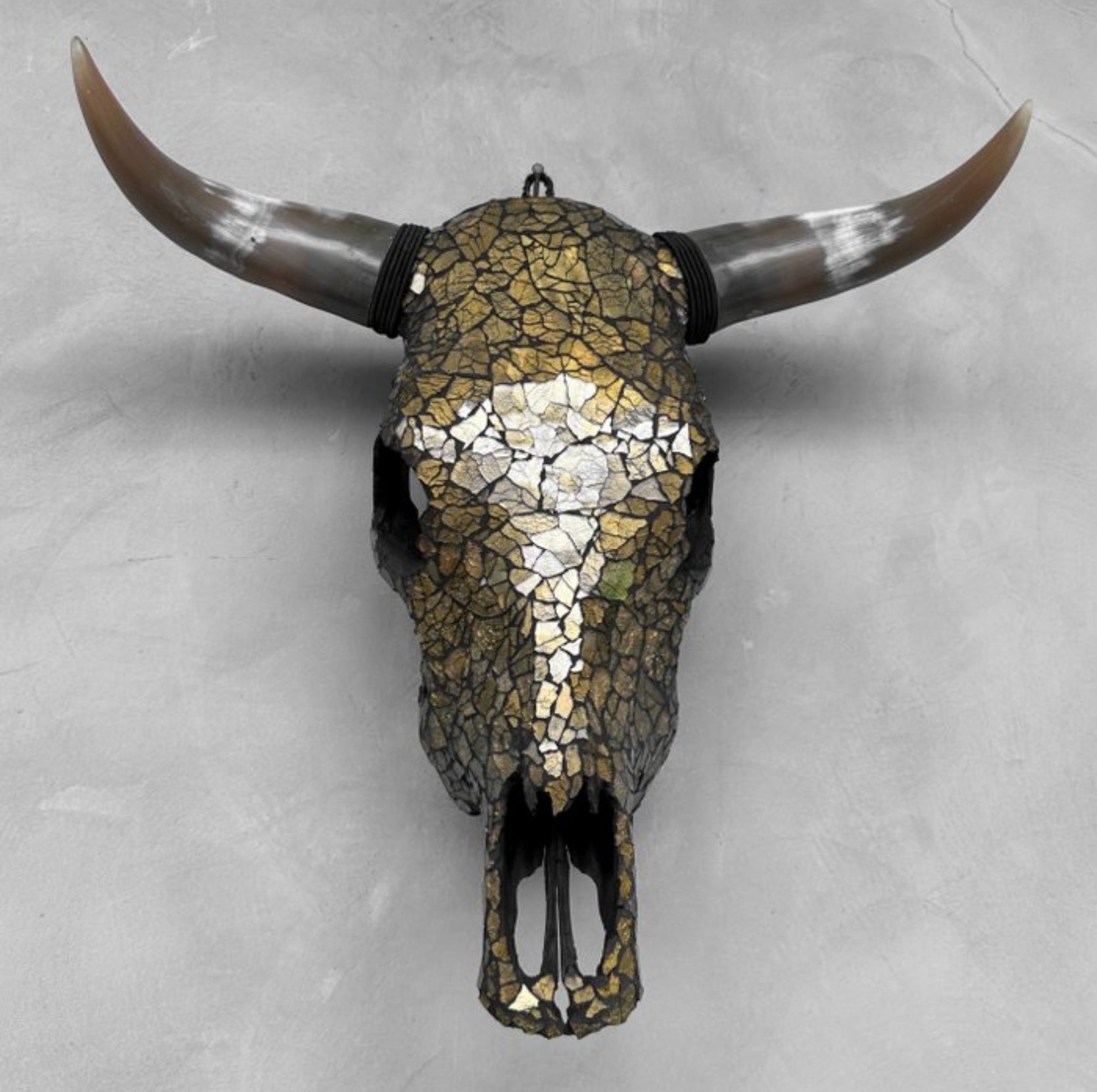 Buffalo skull - Glass mosaic gold