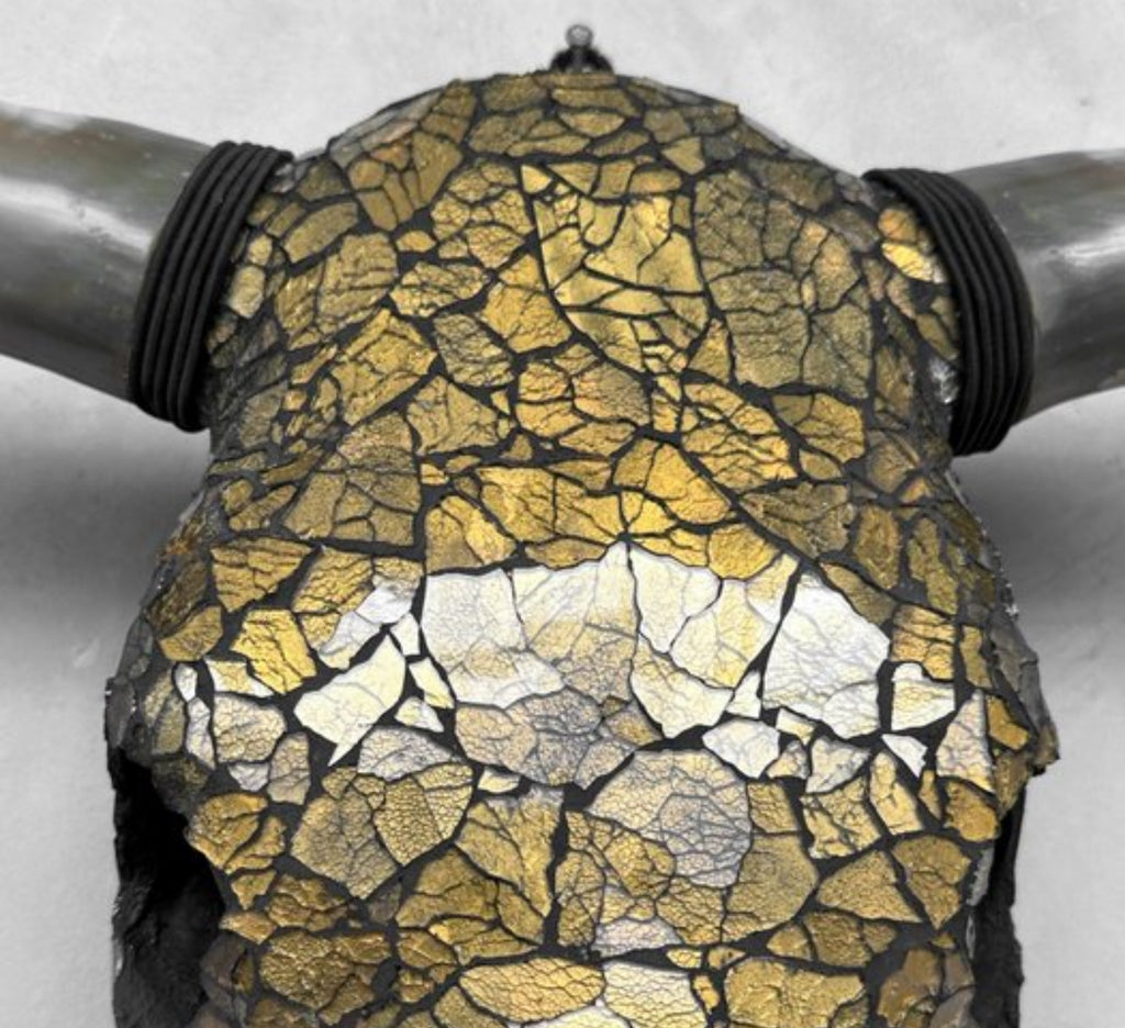 Buffalo skull - Glass mosaic gold
