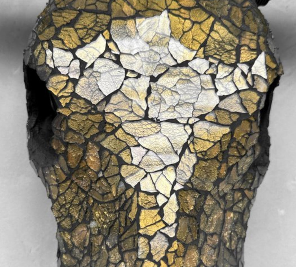 Buffalo skull - Glass mosaic gold