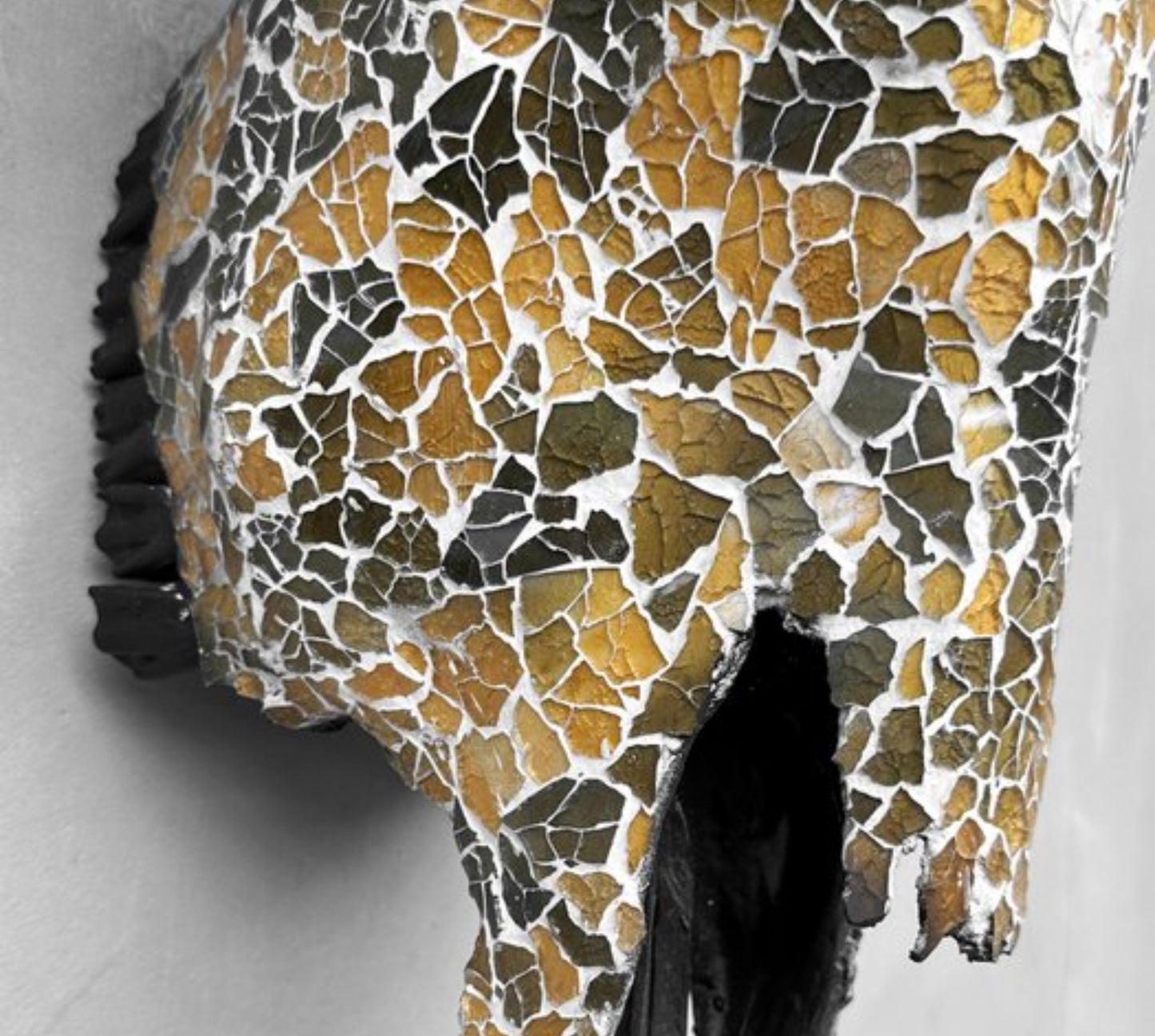 Bull Skull - Gold &amp; Green Glass Mosaic