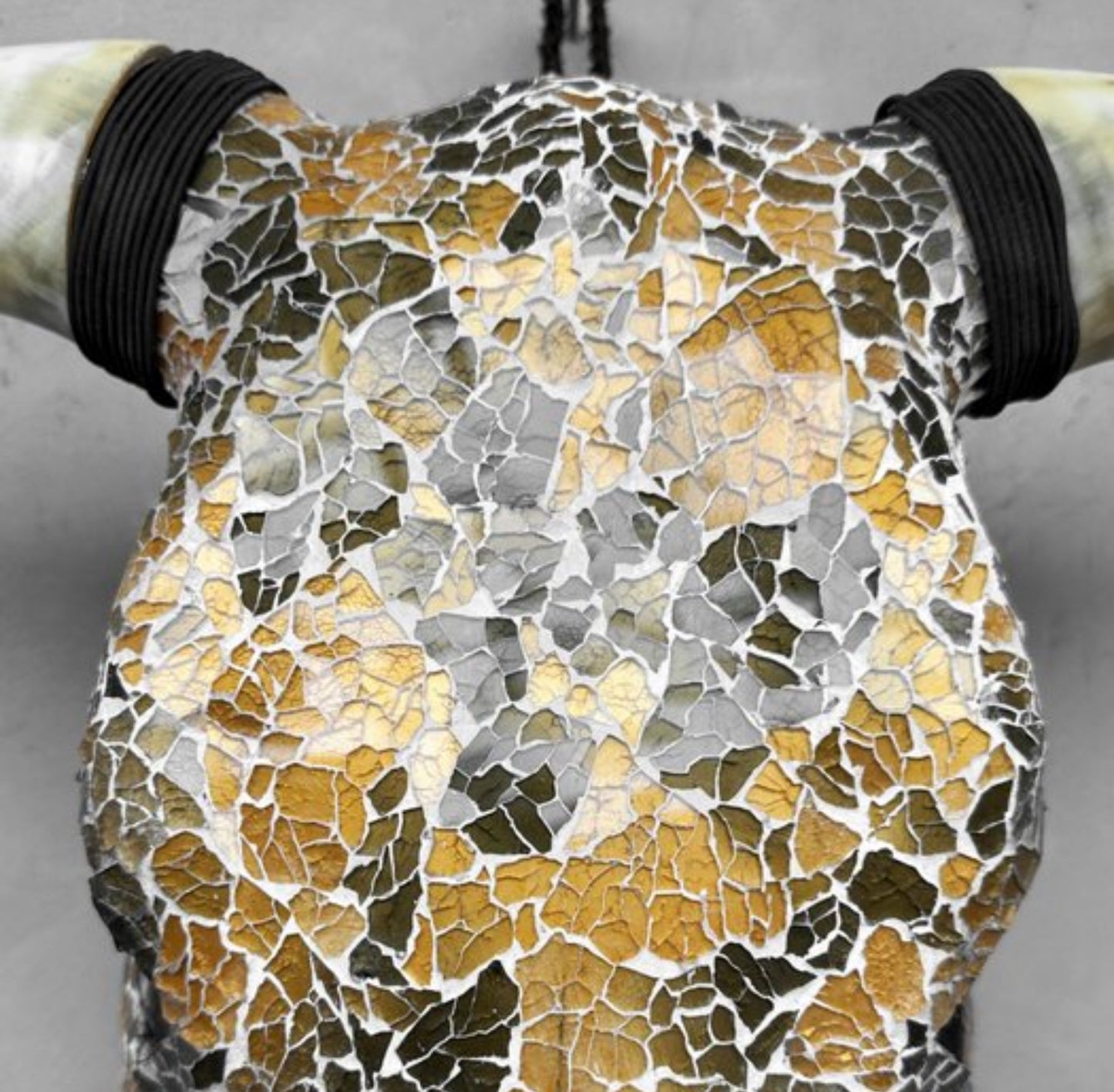 Bull Skull - Gold &amp; Green Glass Mosaic