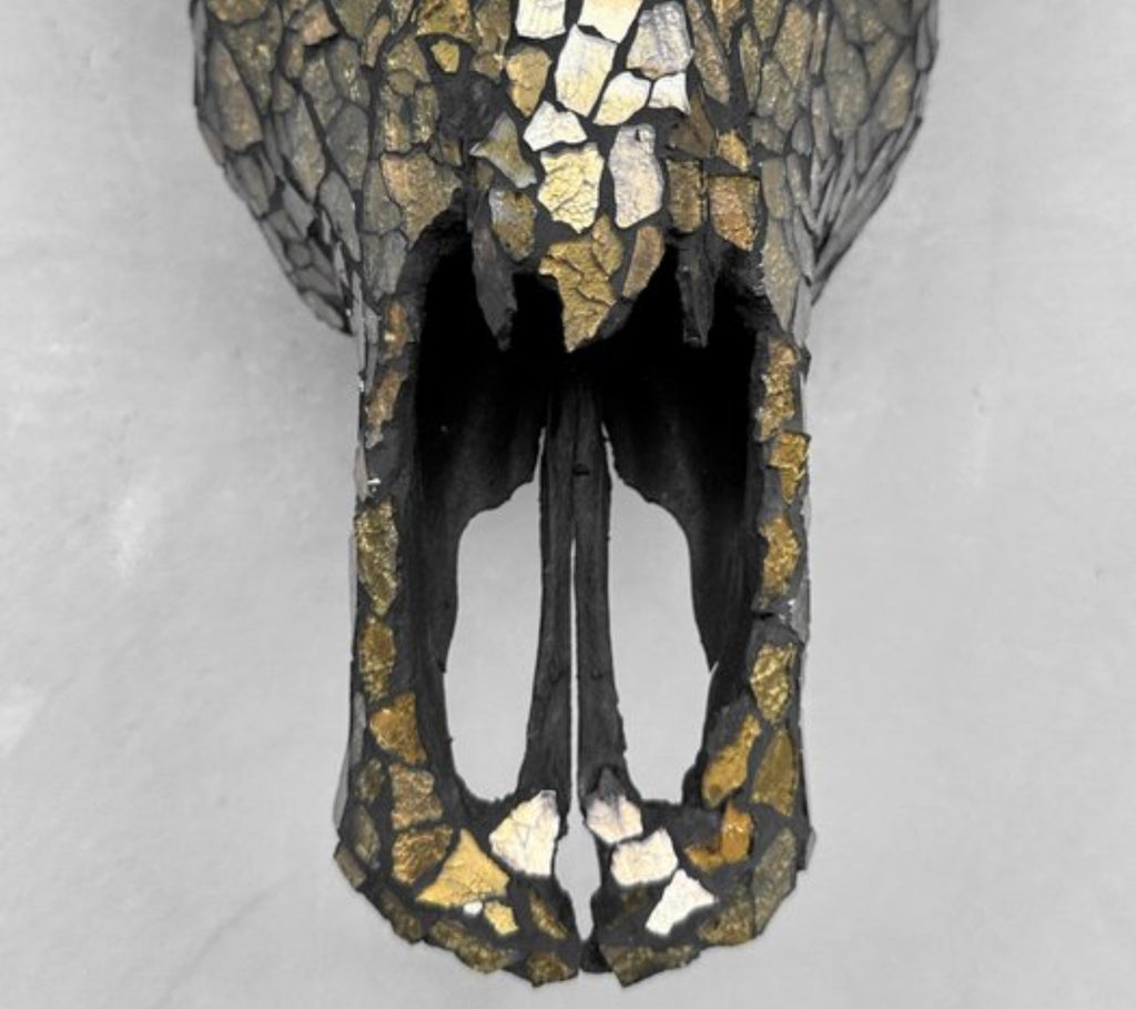 Buffalo skull - Glass mosaic gold