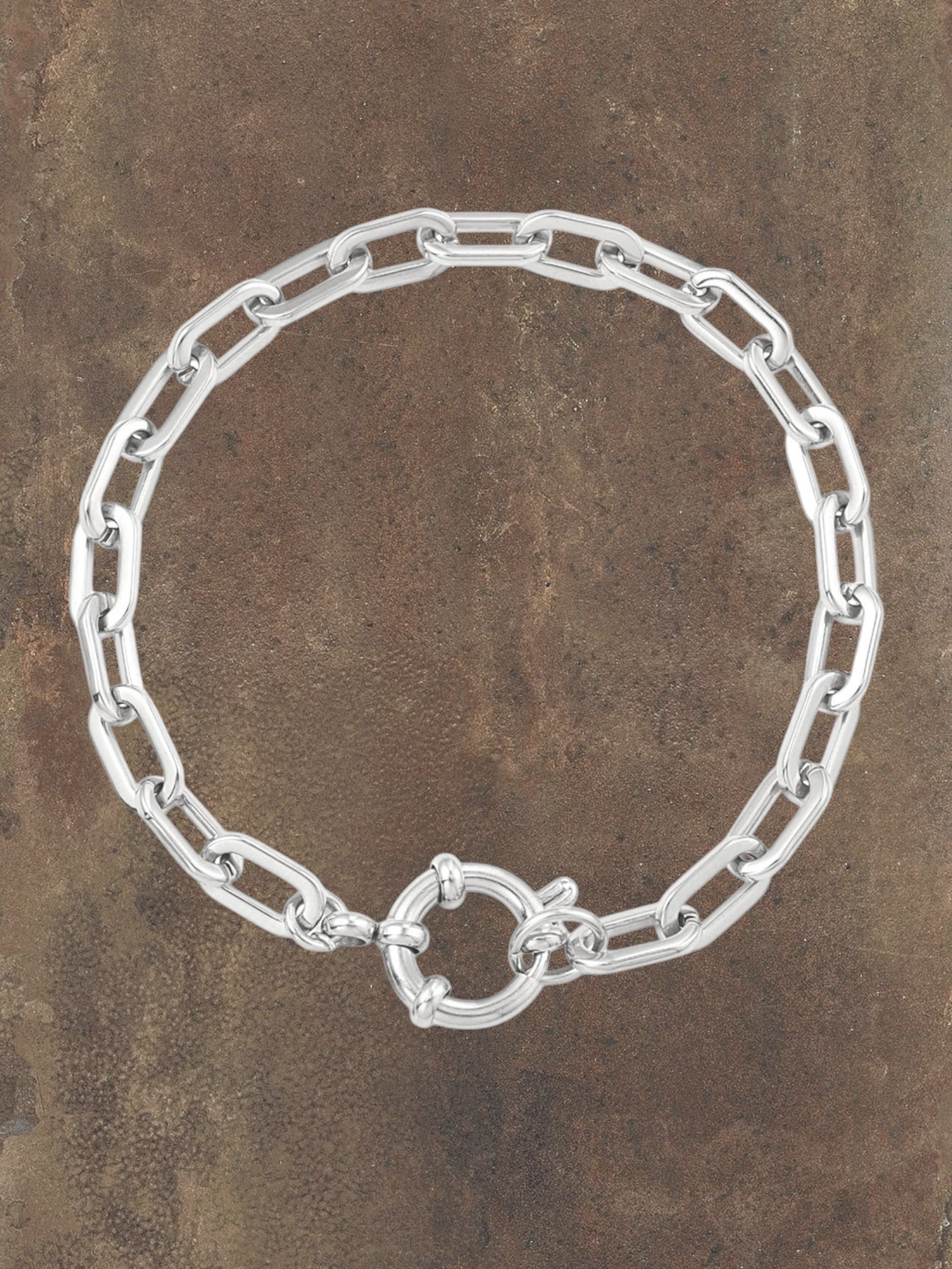WILDSIDE silver stainless steel chunky link bracelet with toggle clasp. Elegant and durable.