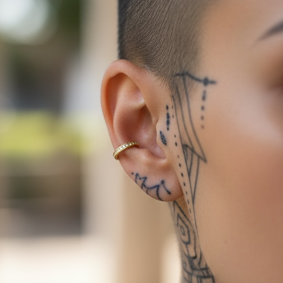 Gouden Ear cuff met steentjes