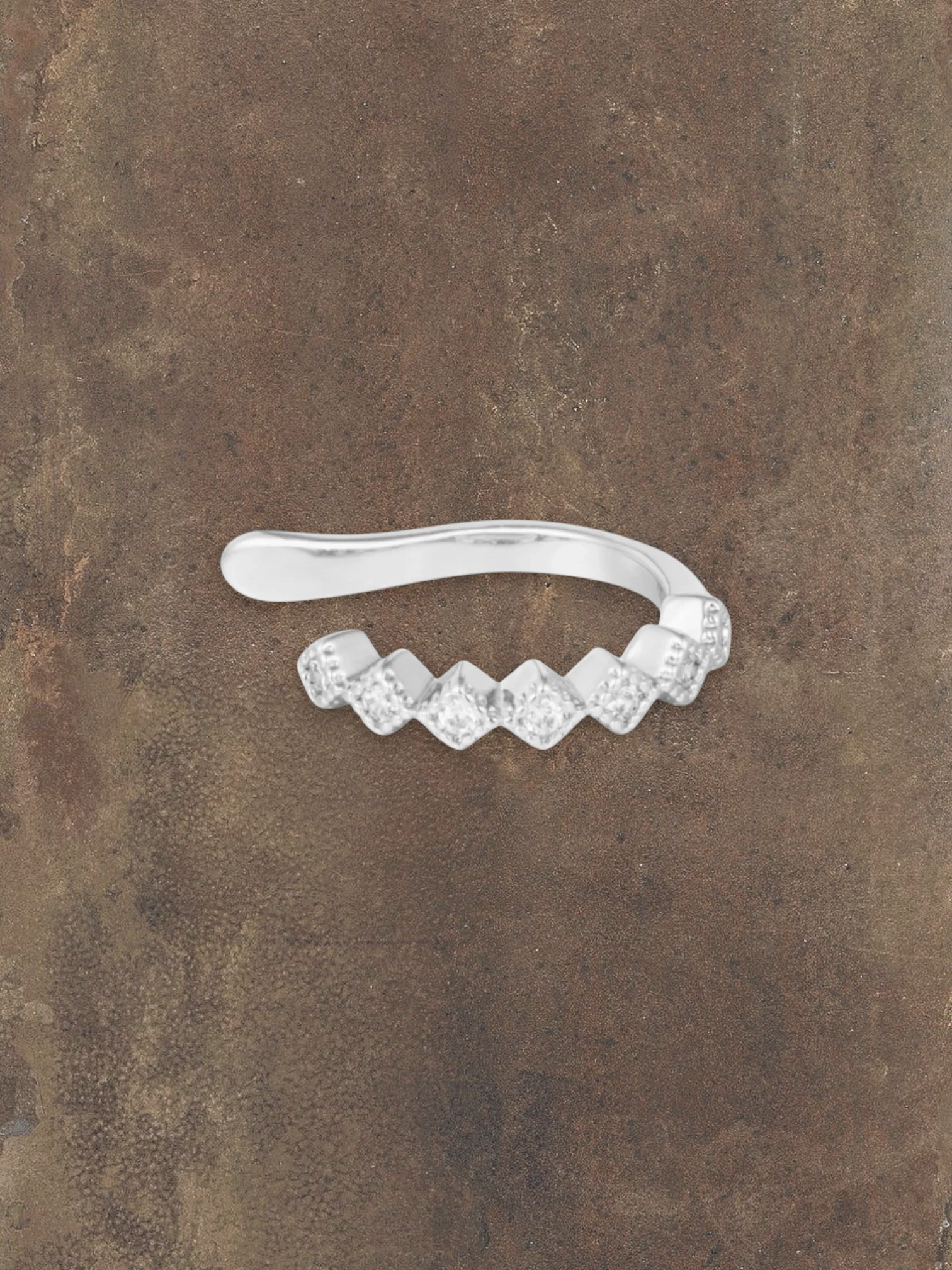Ear cuff diamant steentjes zilver