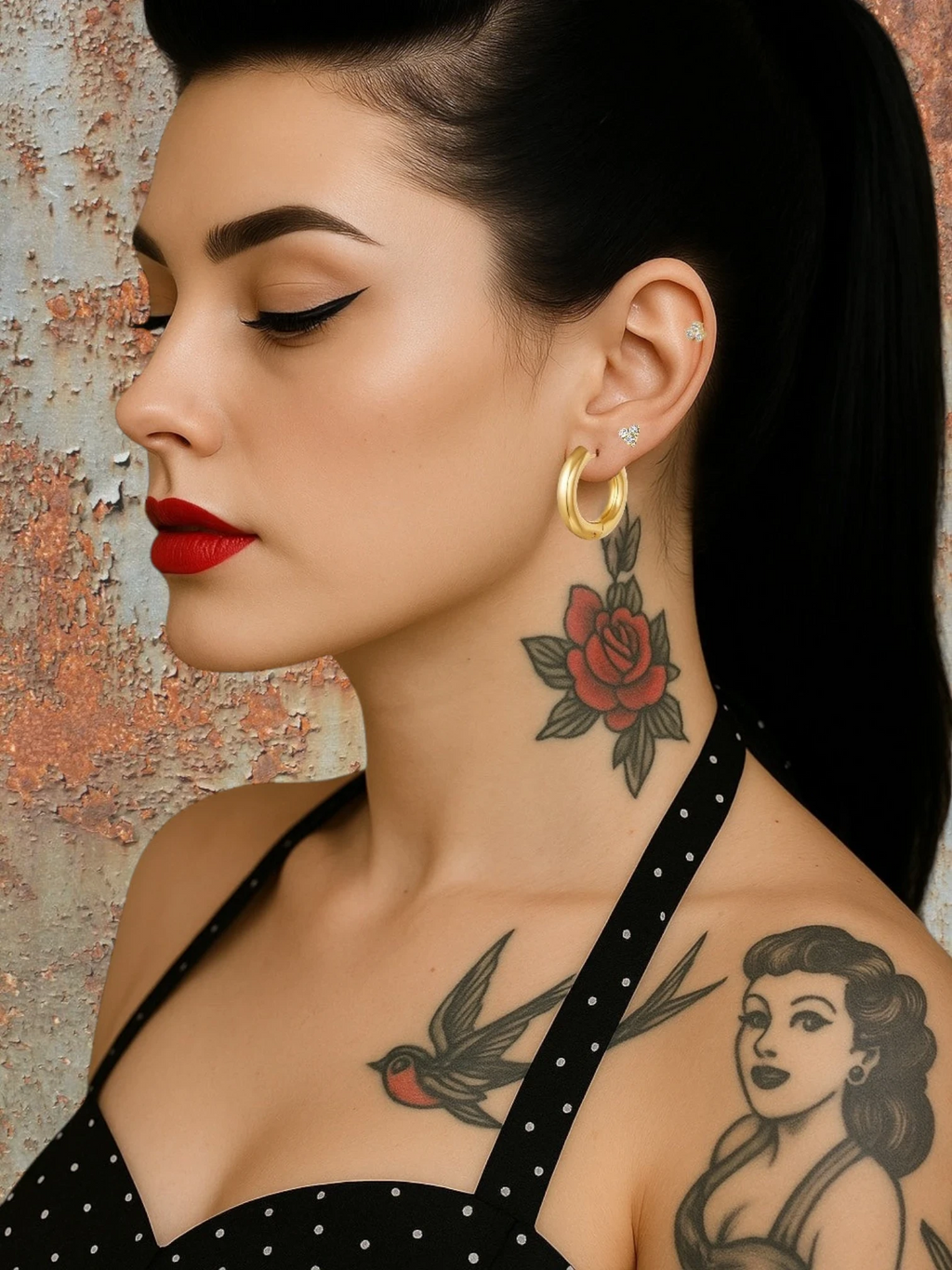 WILDSIDE gold-tone chunky hoop earrings with a polished finish. Modern, bold, and versatile for any occasion.