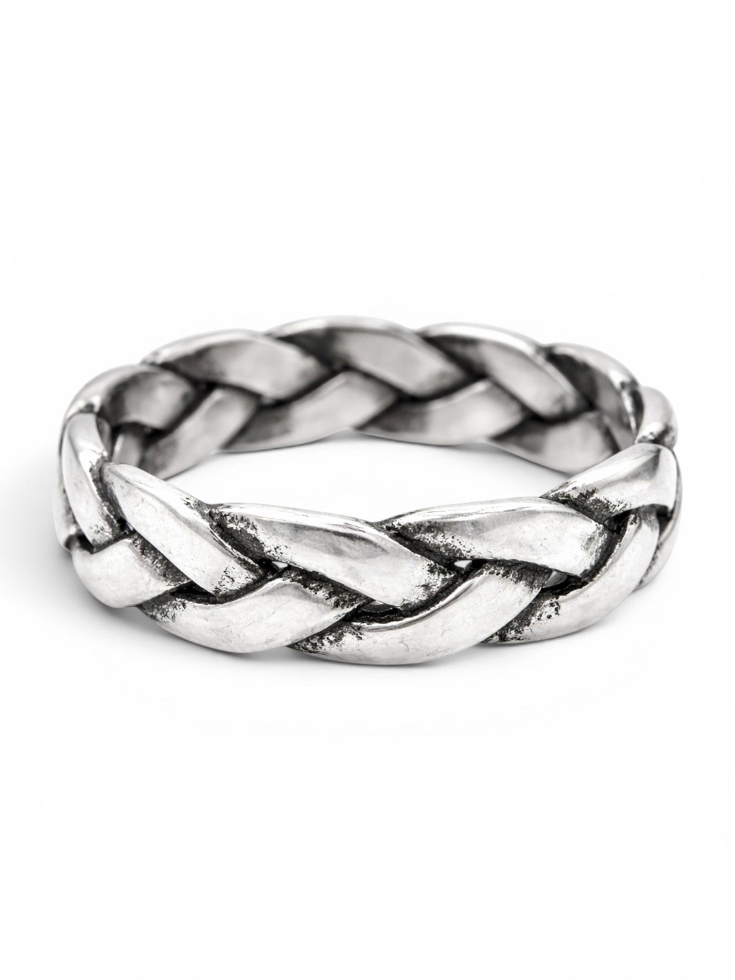 Zilveren gevlochten ring