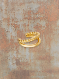 WILDSIDE gold double ear cuff with twisted rope detail, no piercing needed.