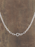 WILDSIDE silver stainless steel chain necklace with a circular clasp. Water-resistant and durable.