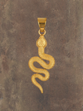 WILDSIDE gold-tone stainless steel coiled snake pendant, 28mm x 40mm, hand-polished finish.