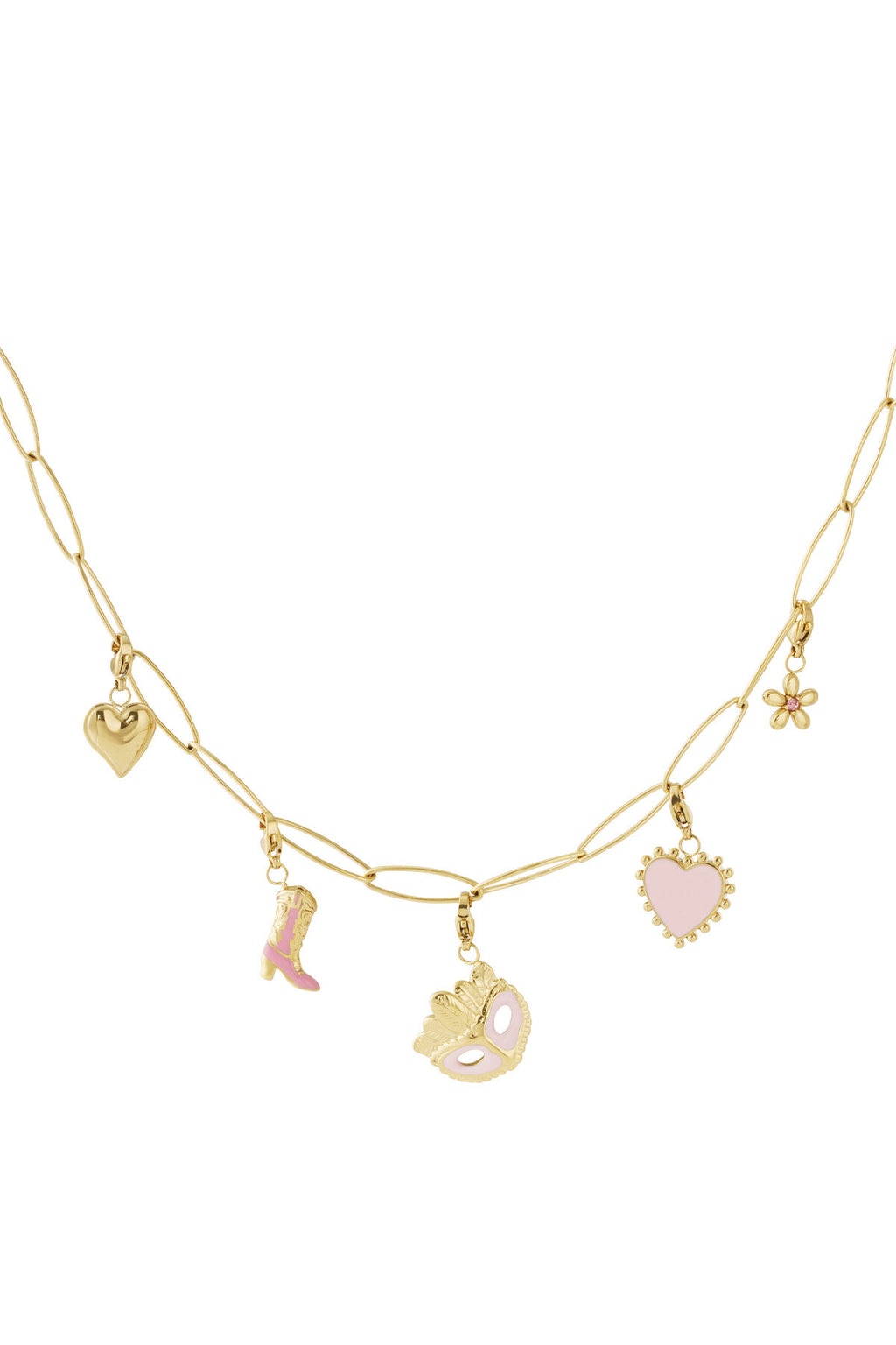 Elegant 14K Gold Plated Flower Heart Necklace