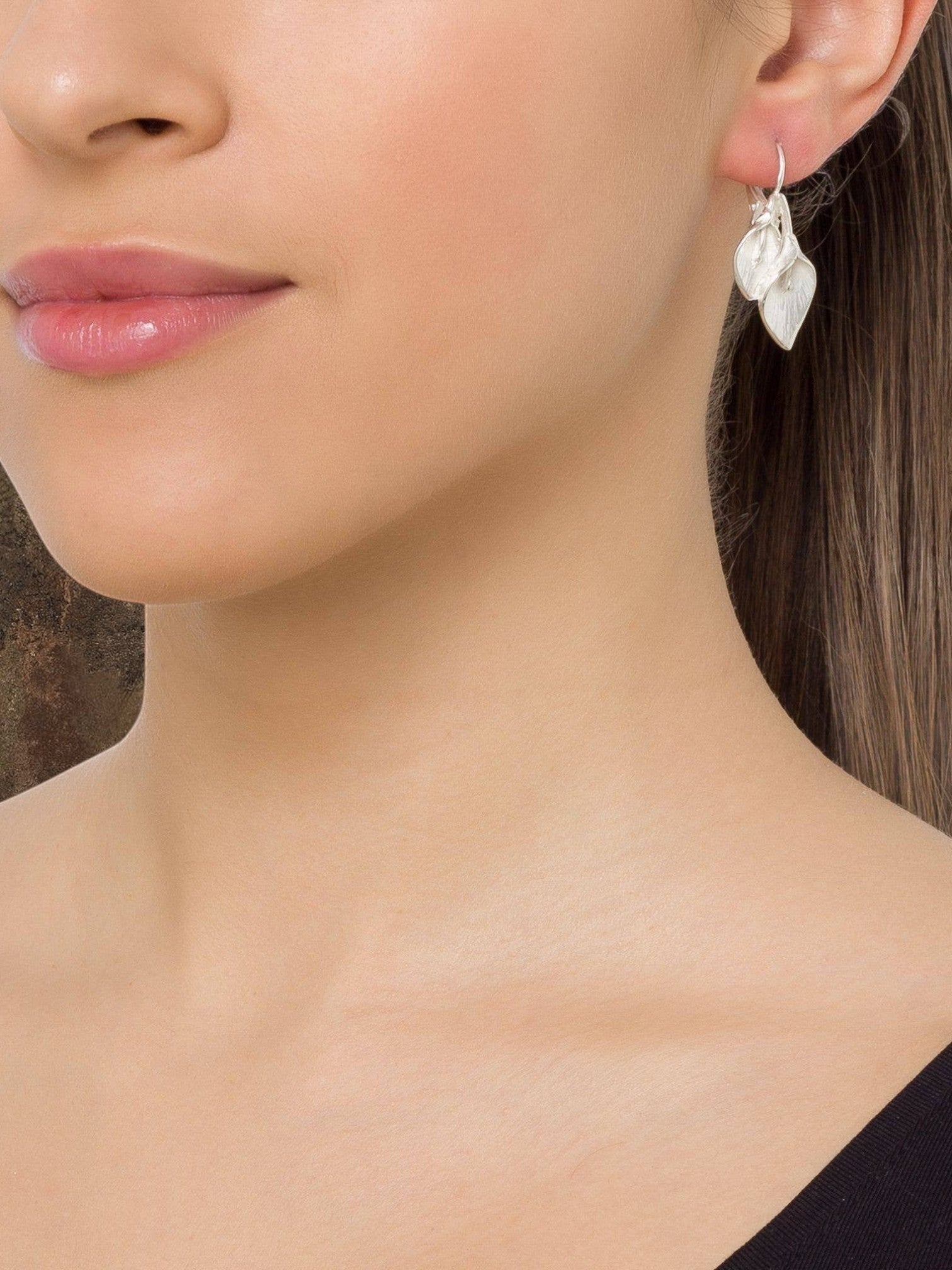 Cala double silver earring