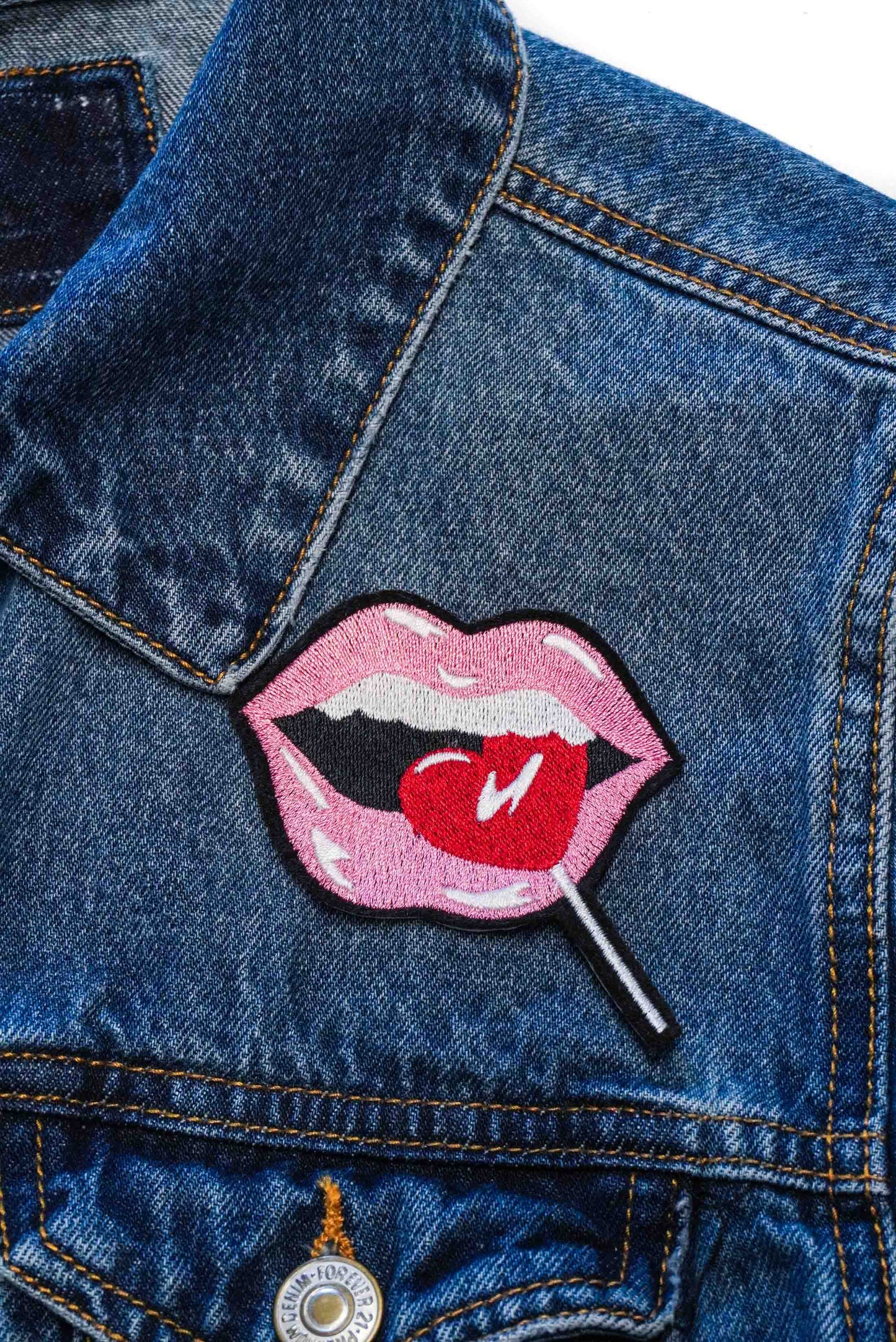 Heart Sucker Iron On Embroidered Patch