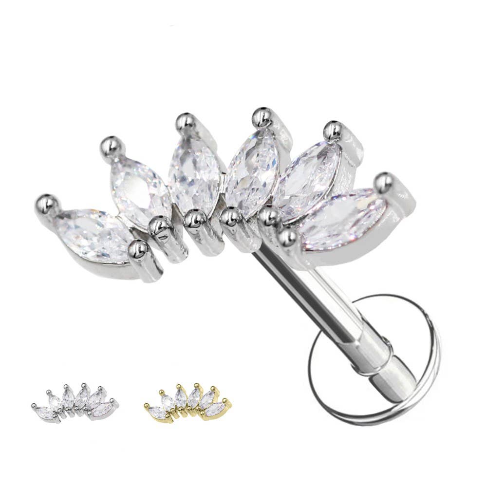 6 Petal Crystal Cartilage Studs Piercing - PC-079