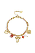 Elegant Gold Heart & Bow Knot Charm Bracelet for Women