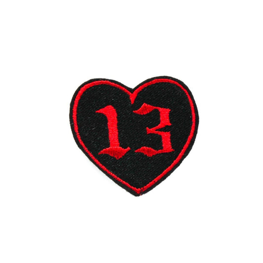 Small Gothic 13 Heart Embroidered Iron On Patch