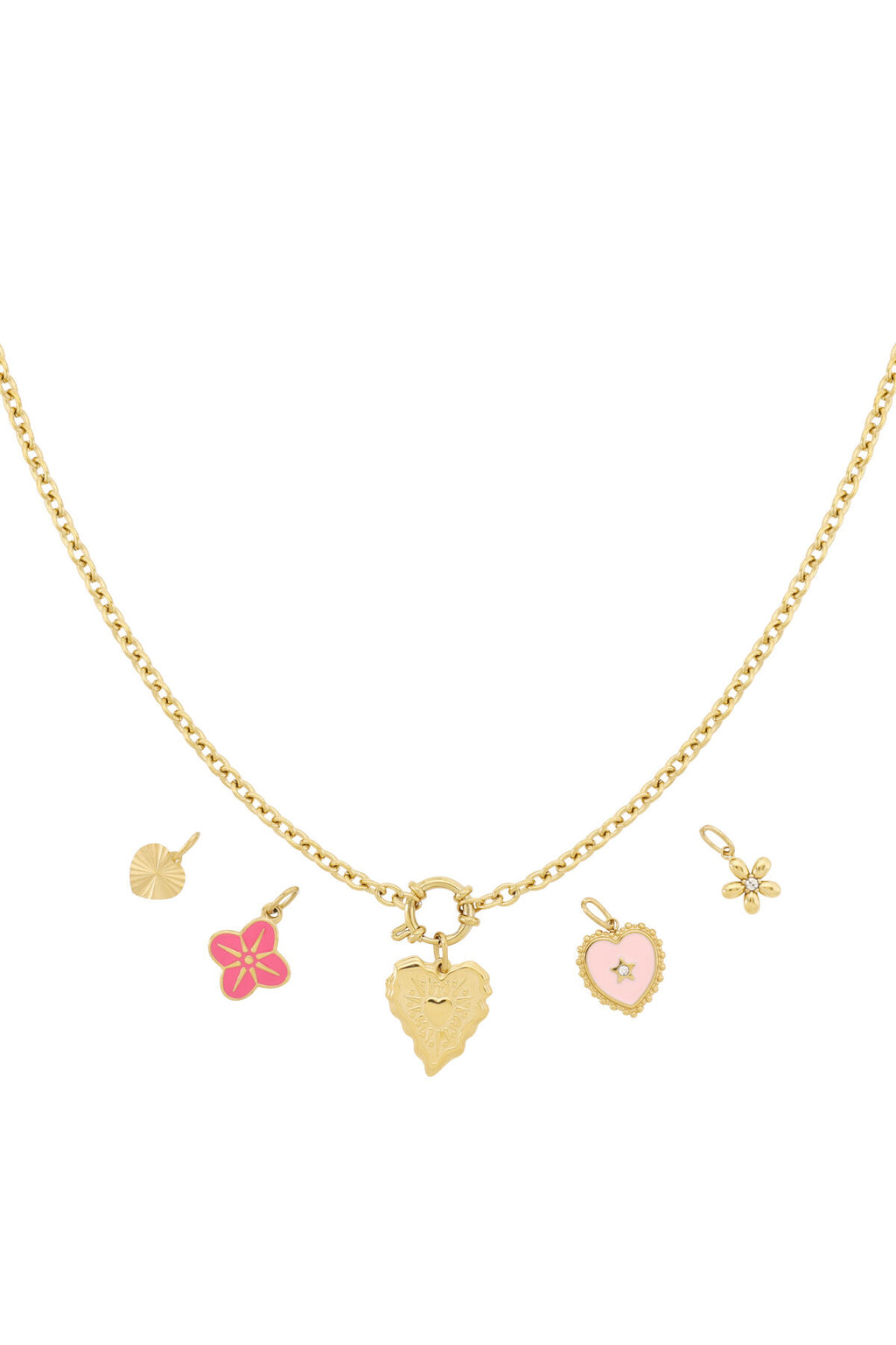 Elegant 14K Gold Plated Flower Heart Pendant Necklace