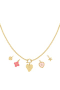 Elegant 14K Gold Plated Flower Heart Pendant Necklace