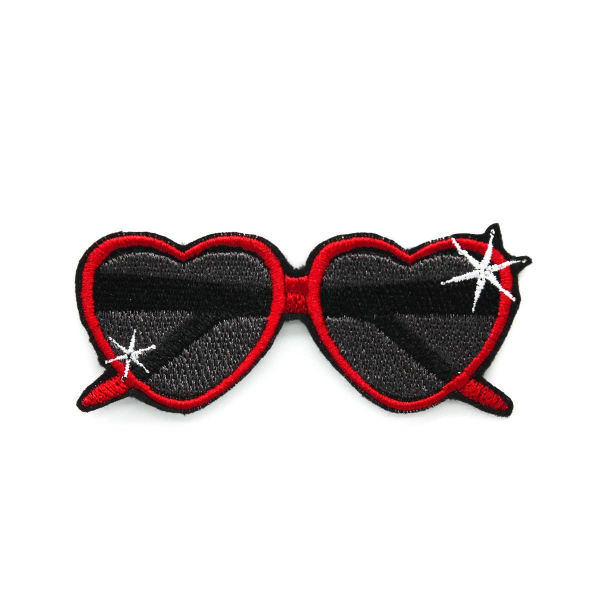 Parche termoadhesivo con gafas de sol en forma de corazón rojo Rockabilly