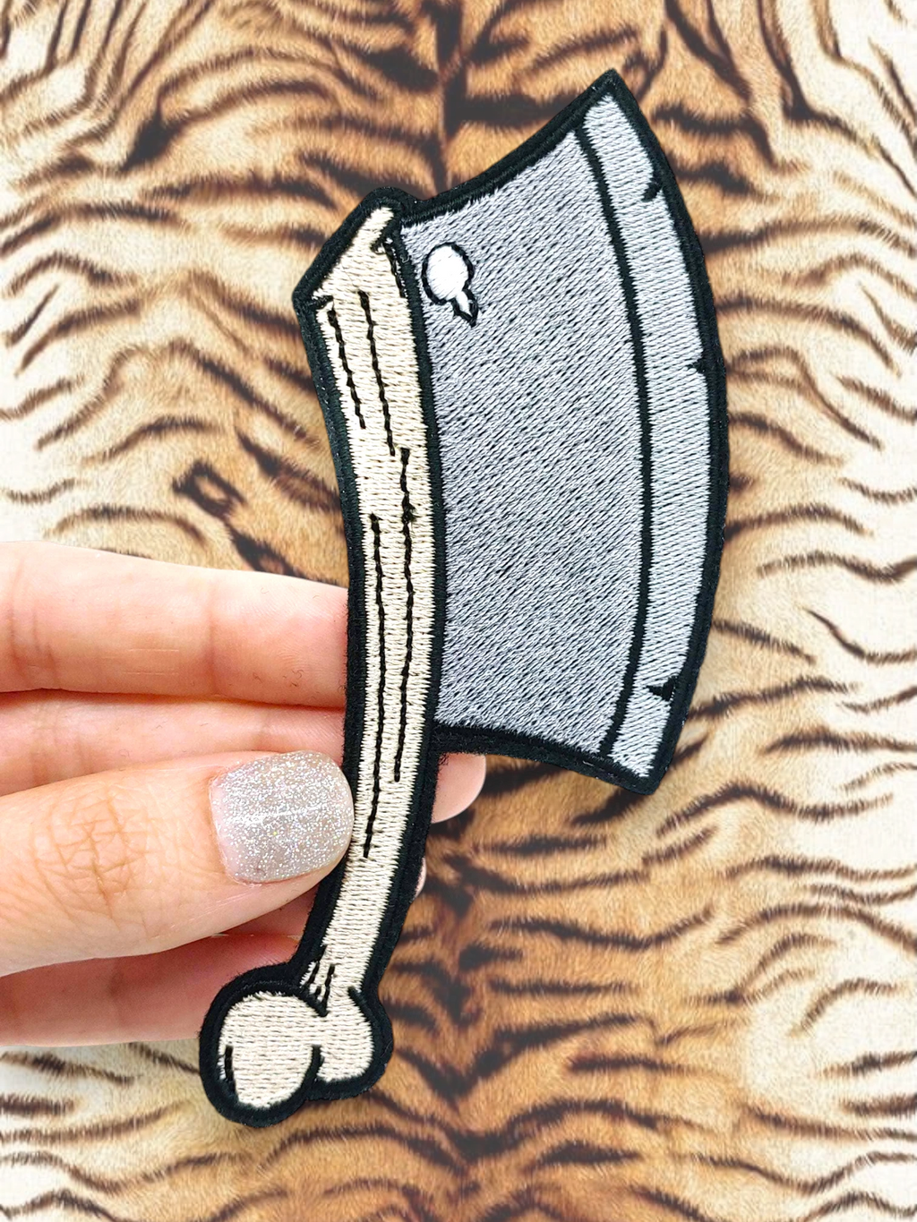 Parche bordado con plancha para cortar carne