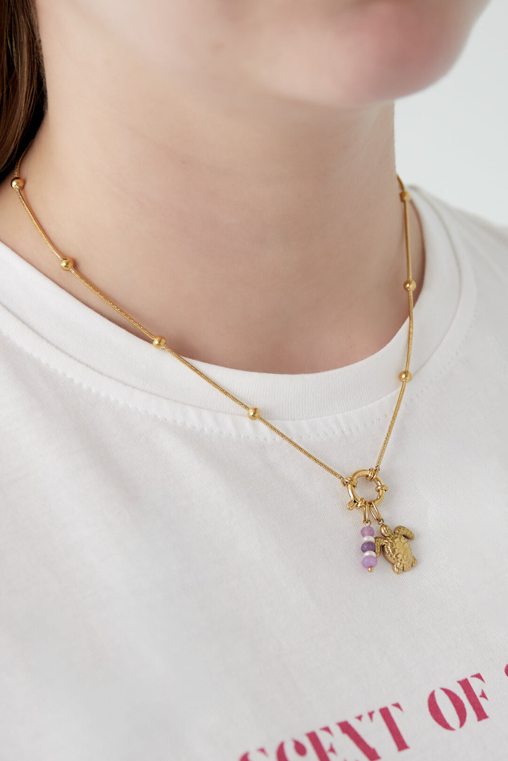 14K Gold Plated Oceanic Style Pendant Necklace