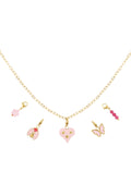 Elegant Pink 14K Gold Plated Flower Pendant Necklace