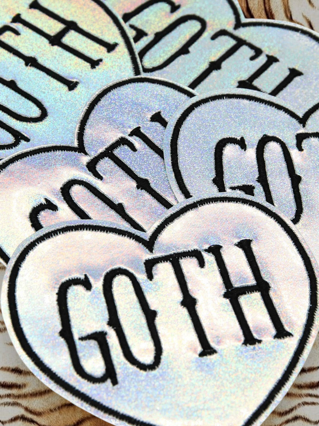 Goth Holographic Vinyl Glitter Heart Iron On Patch