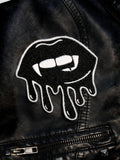Black Bloody Vampire Kiss Embroidered Iron on Patch