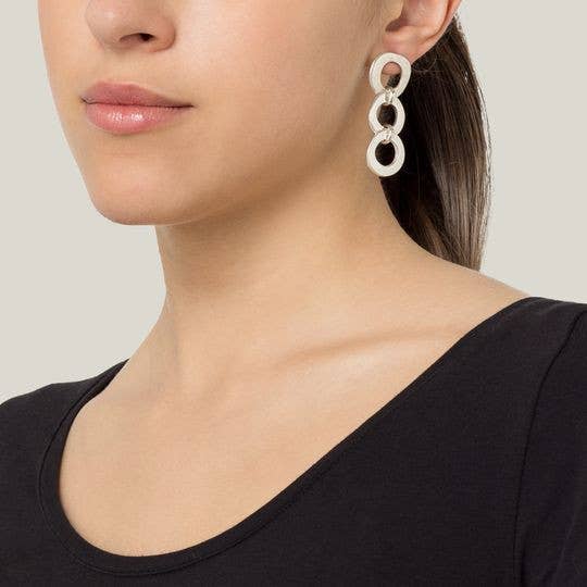 Silver hoop waterfall earring