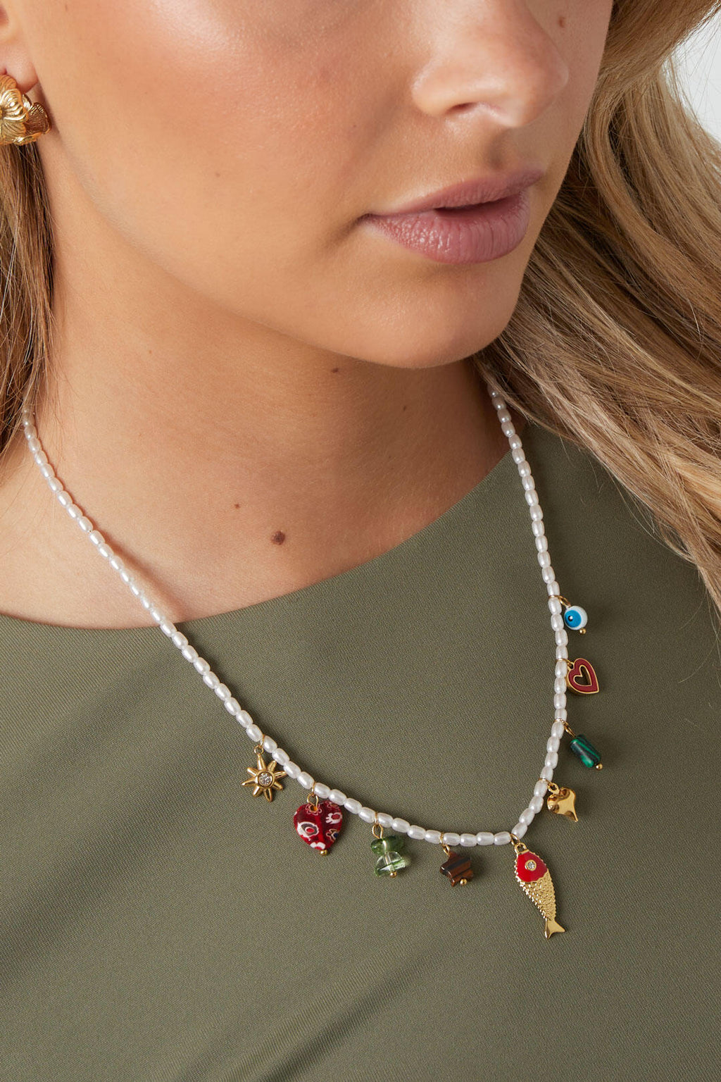Stylish Heart & Fish Beaded Necklace - Romantic Jewelry