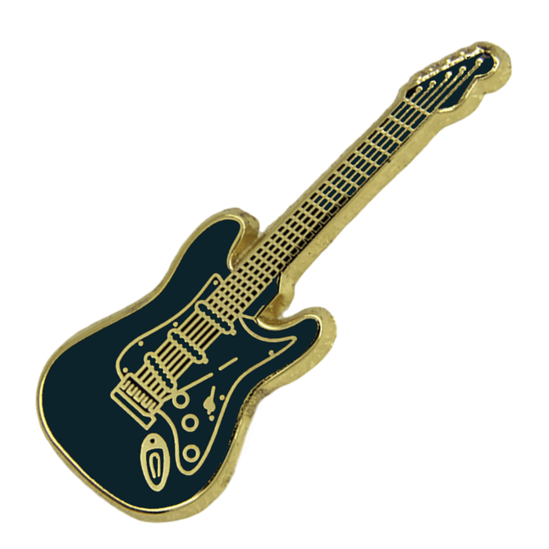 Pin de guitarra negro verde oscuro dorado