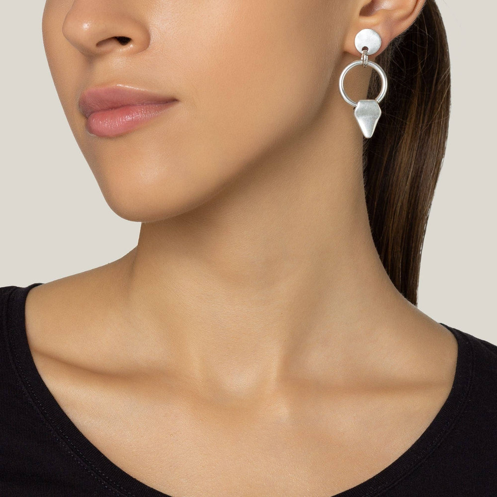 Gloria Mag silver hoop and triangle silver earring