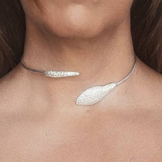 Silver snake choker