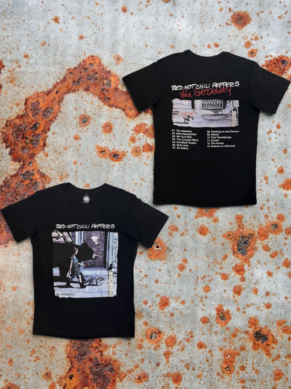 Red Hot Chili Peppers Premium Carbon T‑Shirt – The Getaway Tracklist (100% Algodón Peinado, Acabado Premium Suave al Tacto)