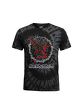 WILDSIDE Black Sabbath Red Henry unisex t-shirt in black with a unique dye wash finish and red graphic print.