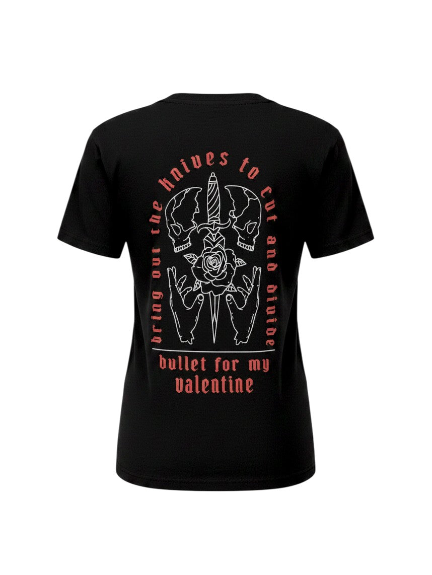 WILDSIDE Bullet For My Valentine black cotton t-shirt with Bring Out The Knives graphic print on the back