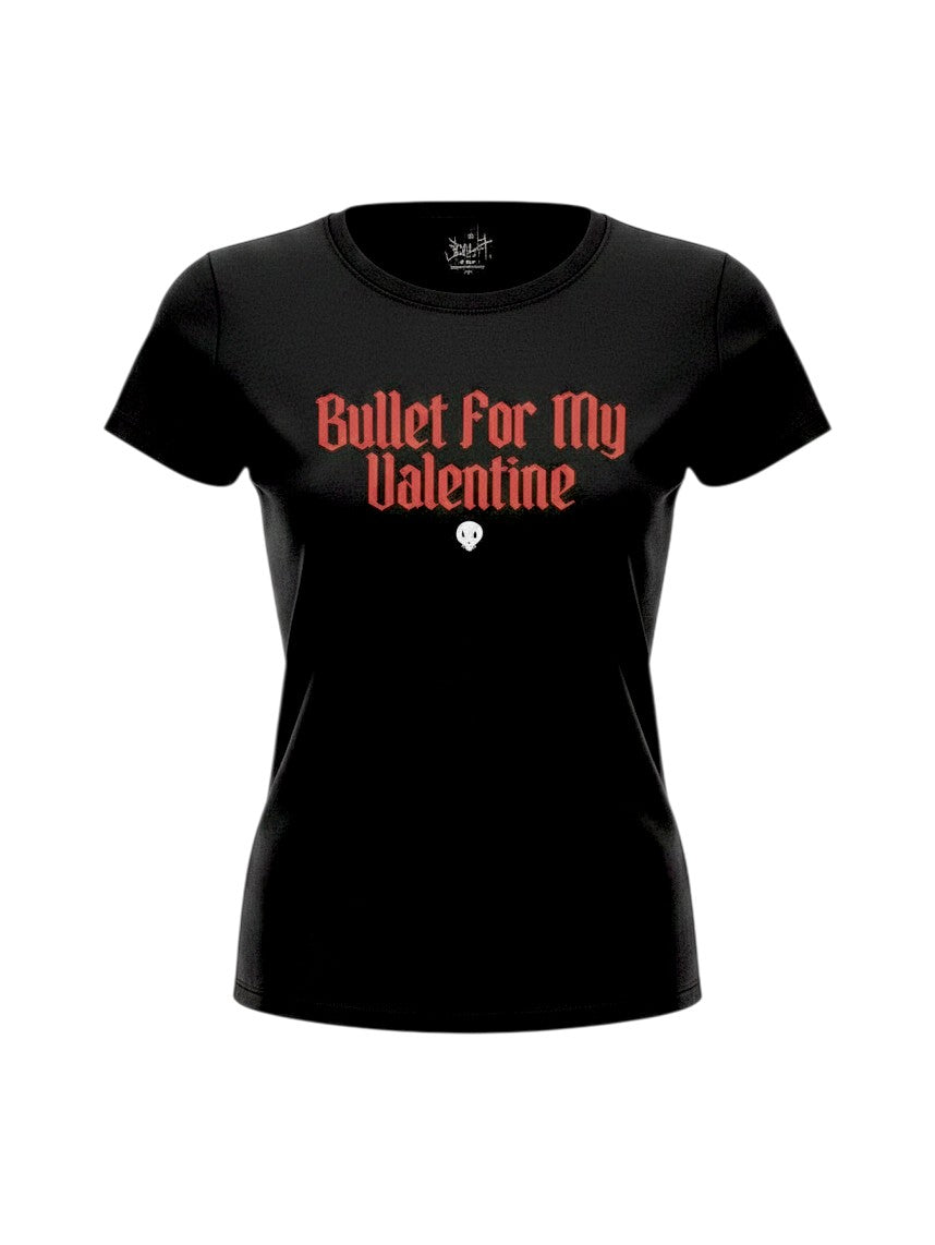WILDSIDE Bullet For My Valentine black cotton t-shirt with red band logo and skull icon on the front