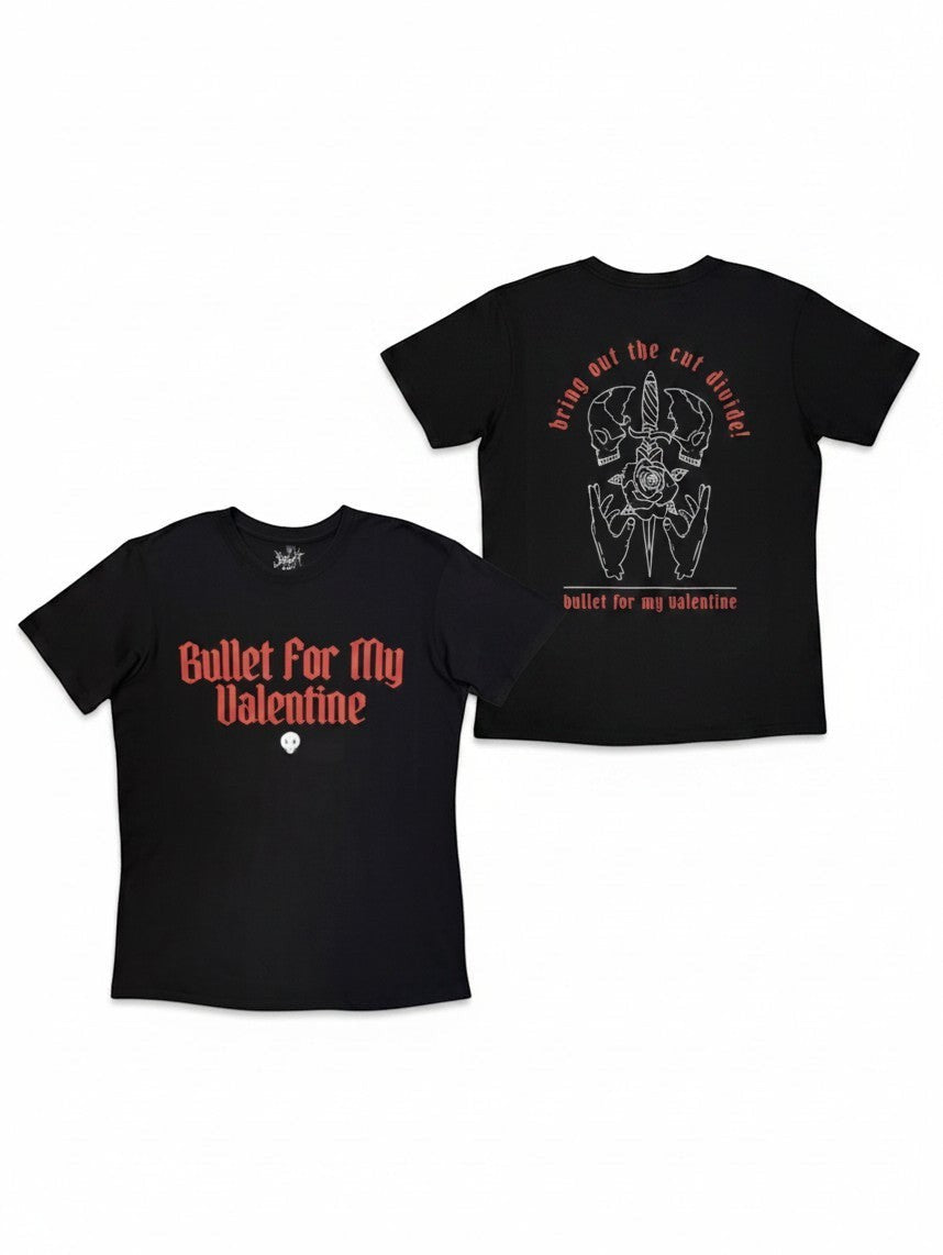 WILDSIDE Bullet For My Valentine black cotton t-shirt with Bring Out The Knives graphic on front and back