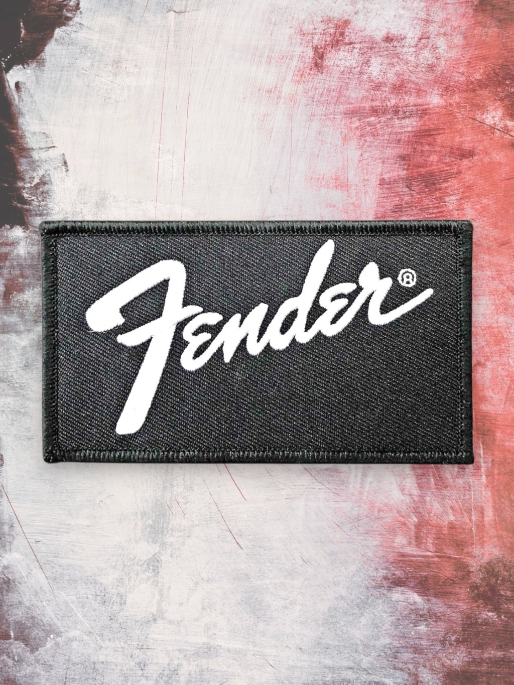WILDSIDE black embroidered patch with white Fender guitar logo. Durable, iron-on or sew-on.