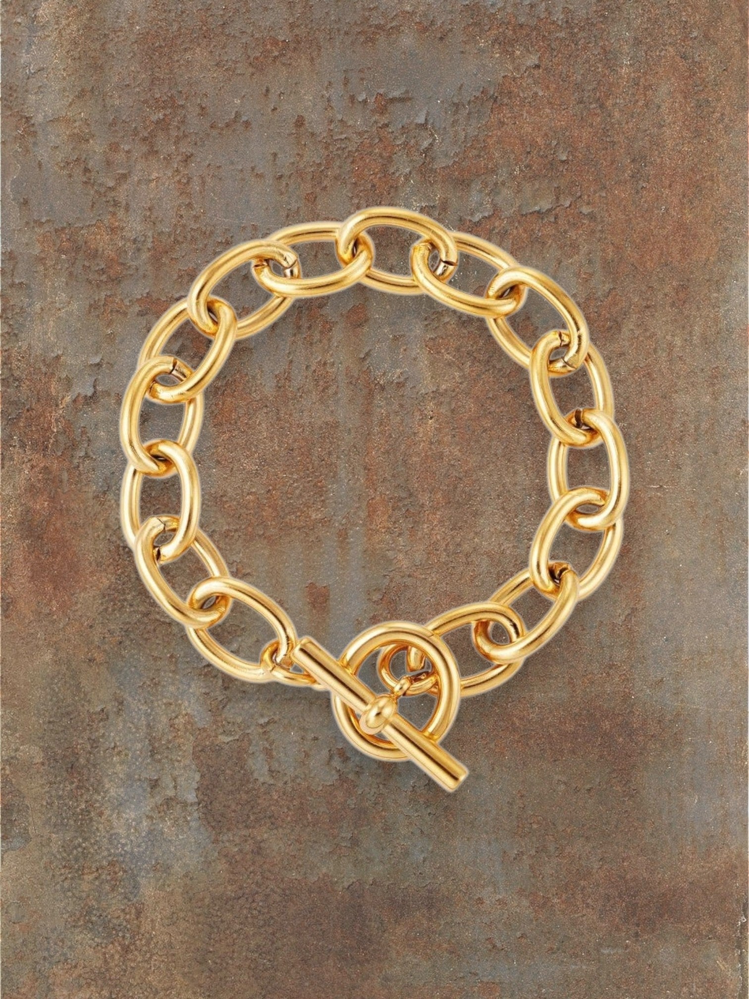 WILDSIDE gold-tone stainless steel chunky chain toggle bracelet
