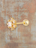 WILDSIDE gold-tone stud piercing with clear cubic zirconia stones in a floral design.