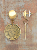 WILDSIDE gold-plated zamak earrings with hammered moon pendant, 3.5cm length, made in Spain.