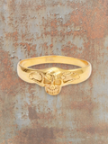 WILDSIDE unisex gold-tone 316L stainless steel skull ring with intricate detailing.