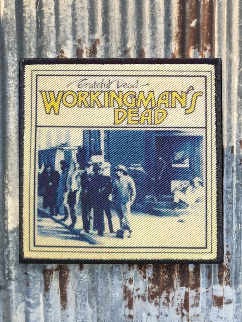 WILDSIDE Grateful Dead Workingman's Dead embroidered patch with vintage album art. Features a black border and cream background.